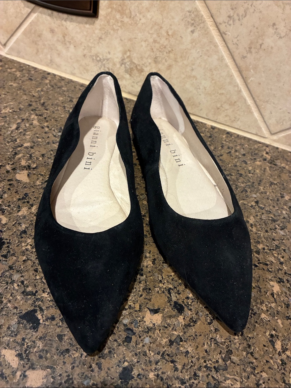 Gianni Bini Black Pointed Toe Suede Flats